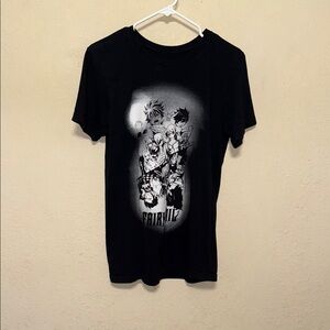 Black Graphic T-Shirt with Anime Design